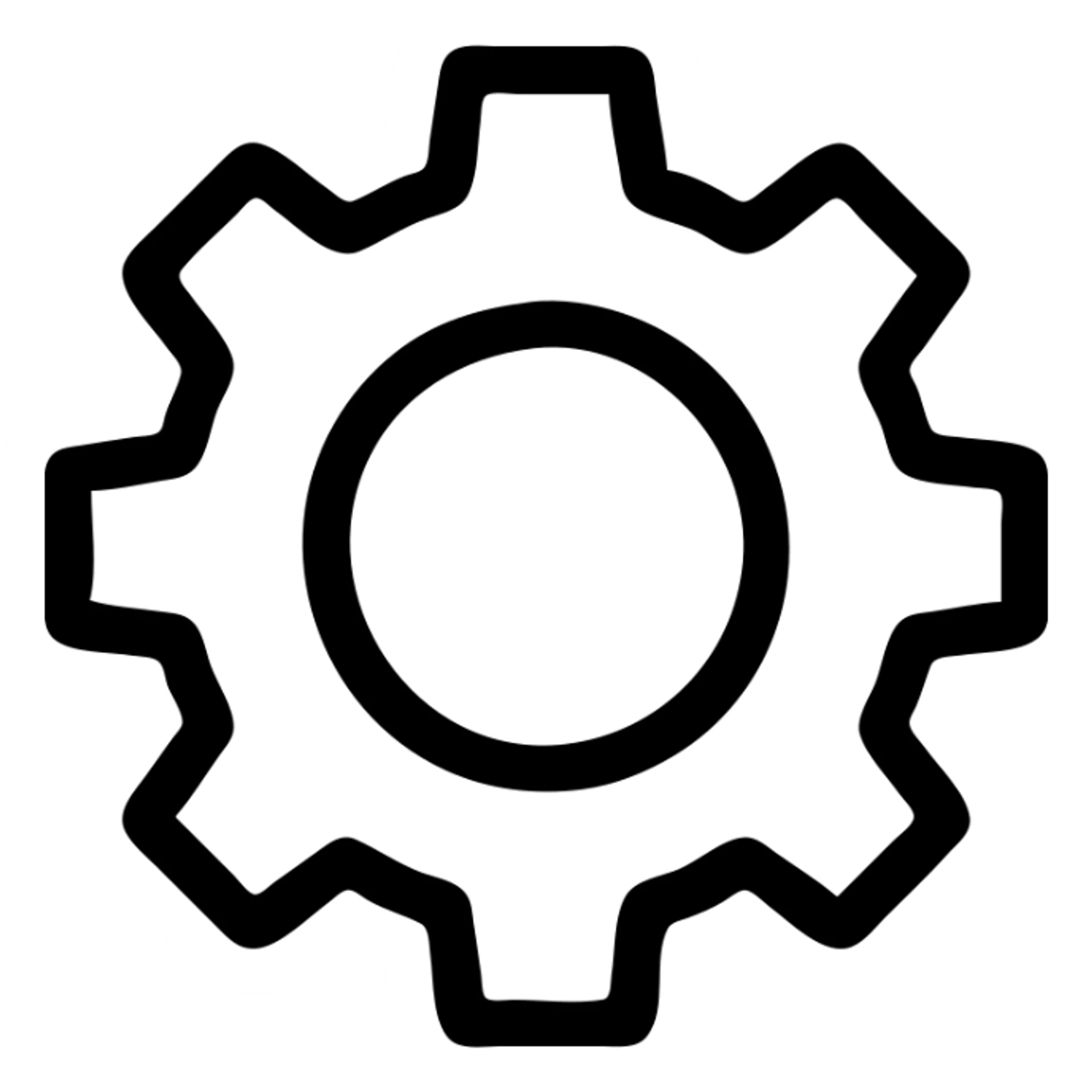 gear settings icon, outlined style, minimal and clean sticker