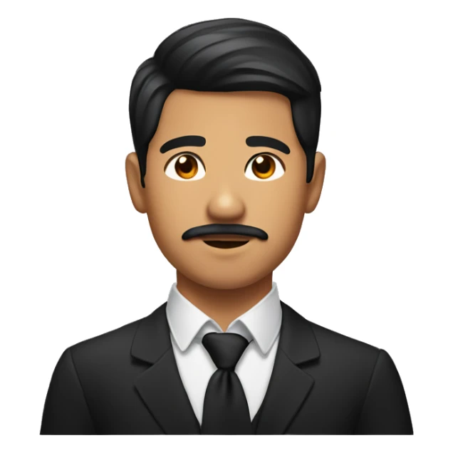 Young phillipino guy with black edgar cut with mustach sticker