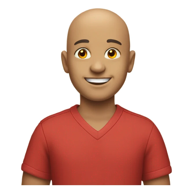 smiling bald boy portrait red shirt sticker