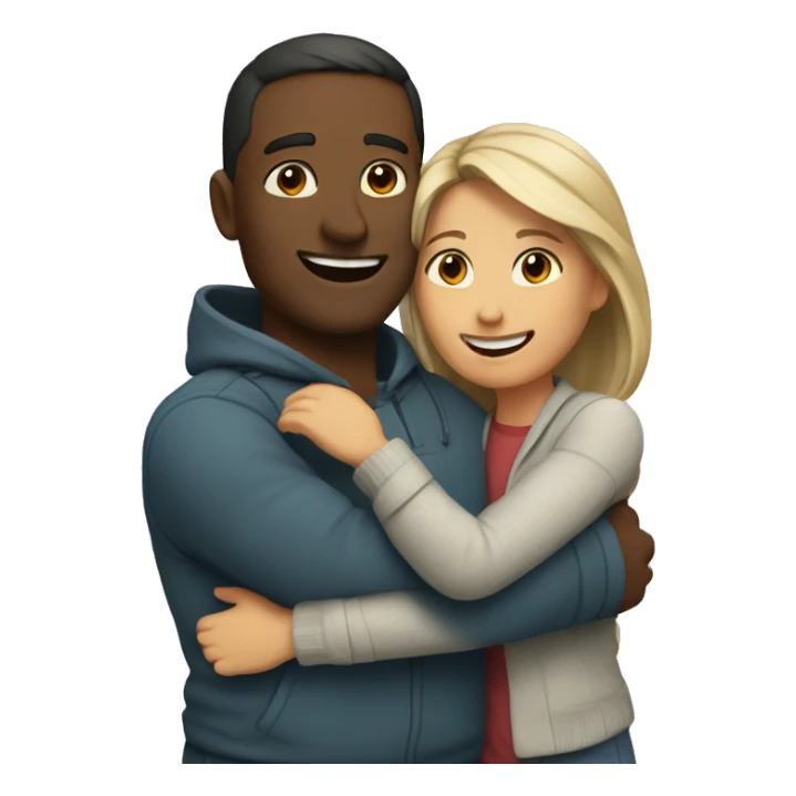 couple hug with warm smiles sticker