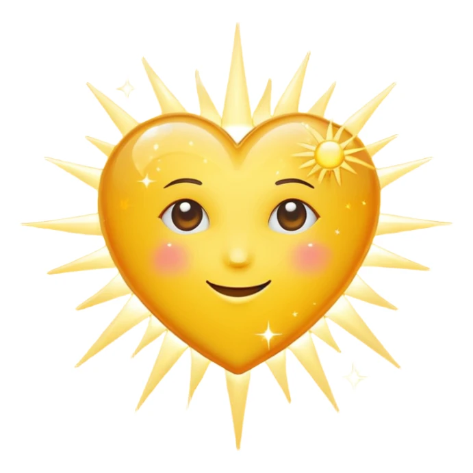 yellow heart with a sun and sparkles sticker