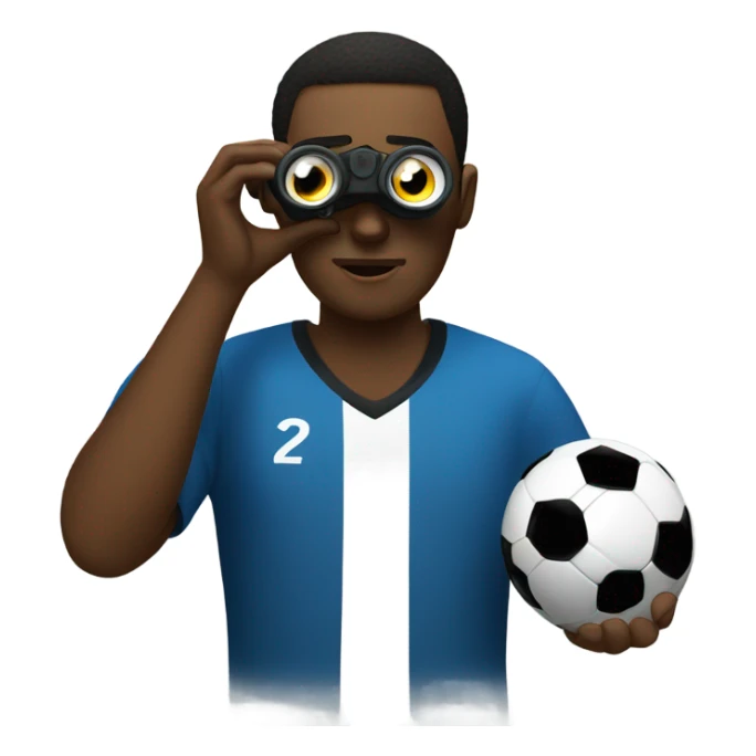 black man with binoculars watching soccer sticker