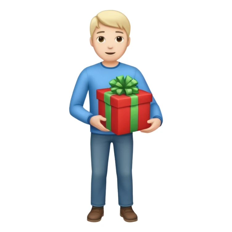 full-body man with a gift in his hands sticker