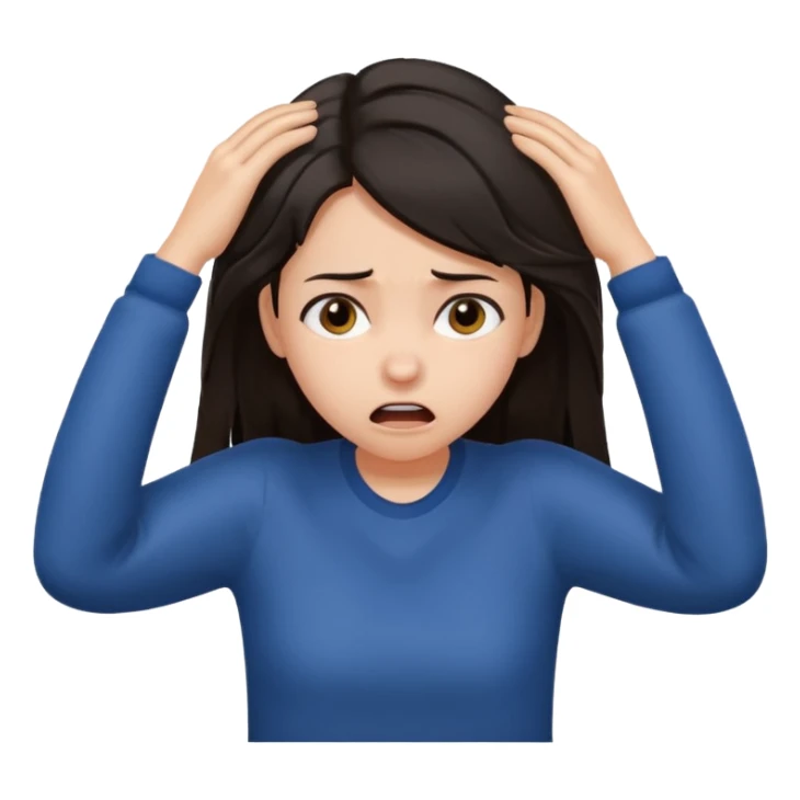 A girl pulling her hair sticker