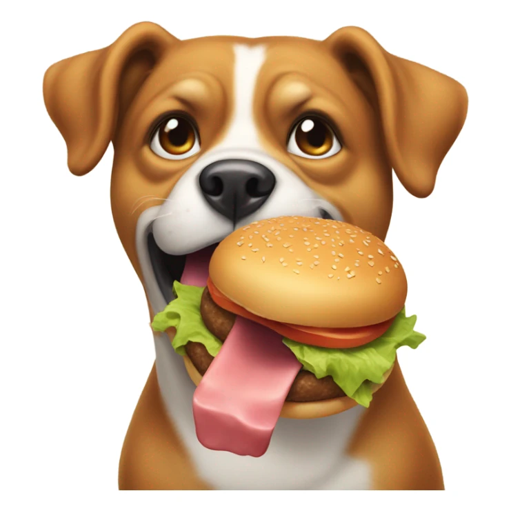 Dog eating a burger sticker