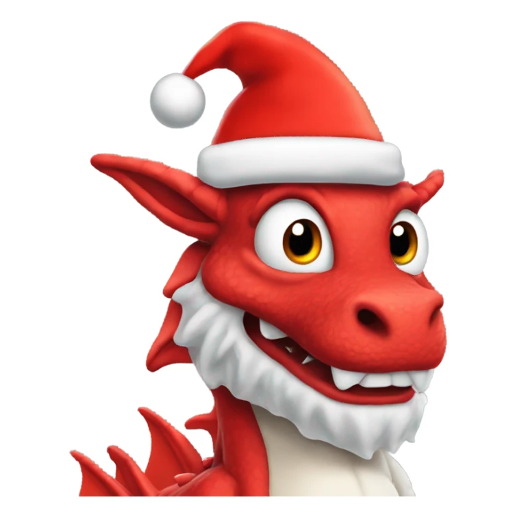 Red Welsh dragon in a Santa hat sticker