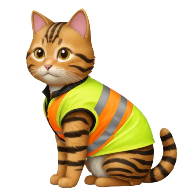 tabby cat in hi-vis clothing facing right sticker