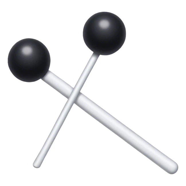 Long white stick with 2 balls at the bottom sticker