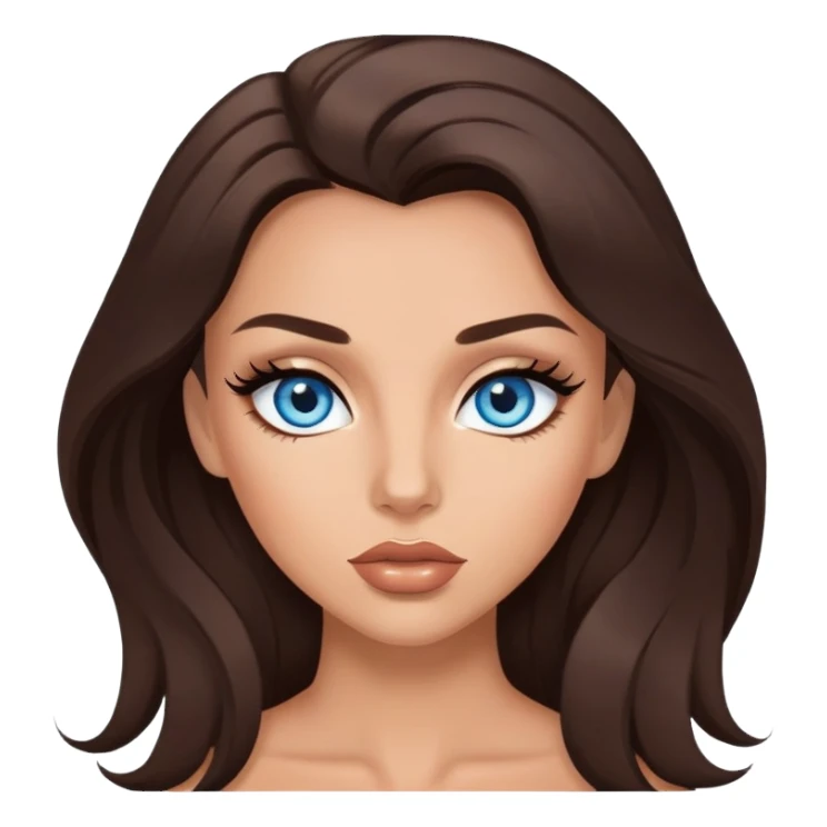 brunette baddie blue eyes long lashes full lips sticker