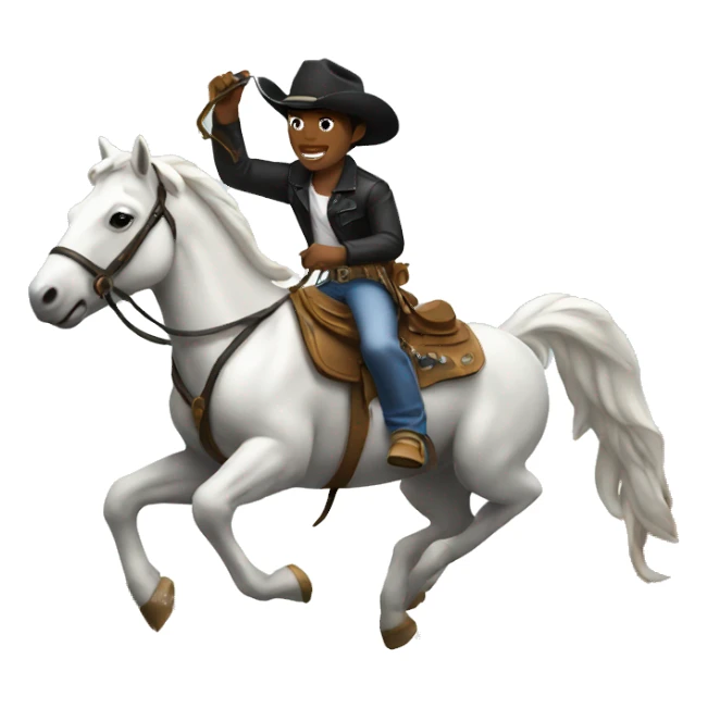 Black cowboy riding a white bronco  sticker