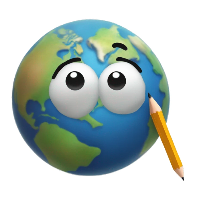 smile earth with pencil sticker