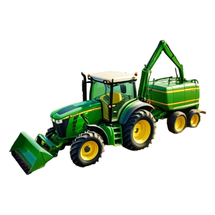 Howard EHD 180 (2019) – Cinematic-realistic John Deere 6155M tractor towing a Howard EHD 180 slasher, its green and yellow frame cutting through thick overgrown paddocks. The bright orange slasher spins rapidly, clearing a wide path of grass as birds scatter into the air, the warm evening light casting long shadows over the farmland. sticker