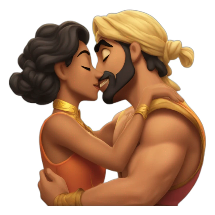 Aladdin kissing Hercules sticker