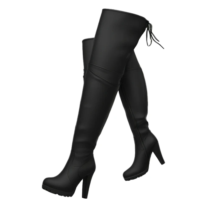 black knee high boots with heel sticker