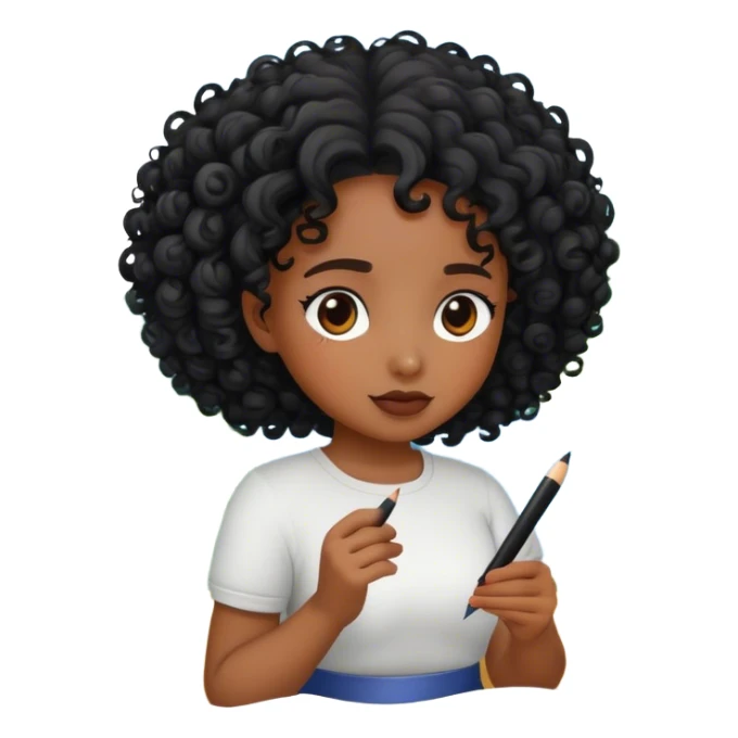 curly black  girl drawing landscapes sticker