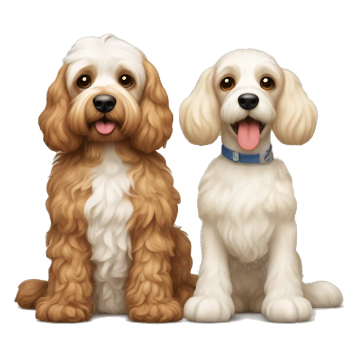Two cockapoos full body one red cockapoo and one smaller cream color cockapoo  sticker