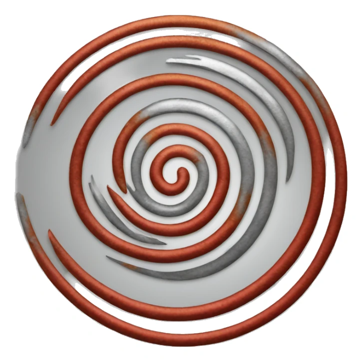 spiral metallic red and silver and rusty symbol sticker