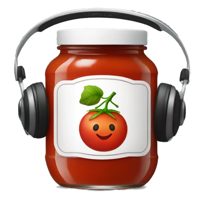 tomato sauce jar with headphones sticker
