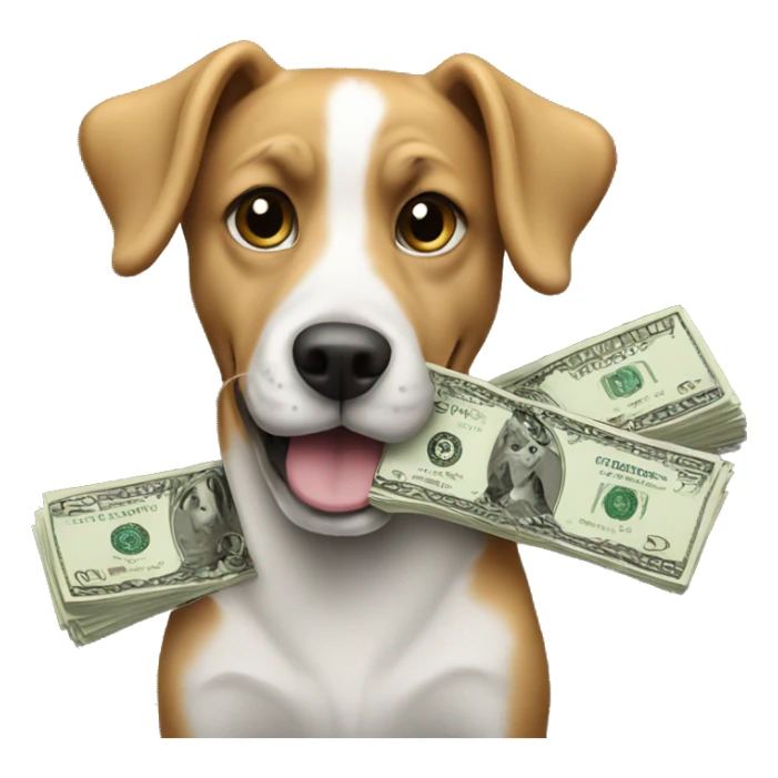 dog with money black backround sticker