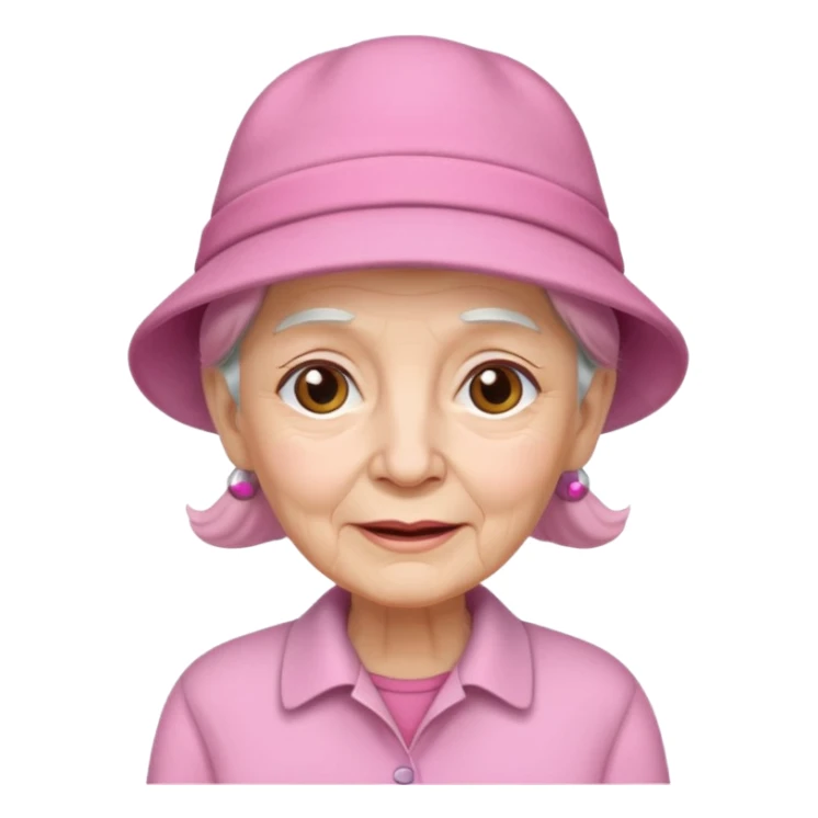eldery with pink hat and shirt sticker