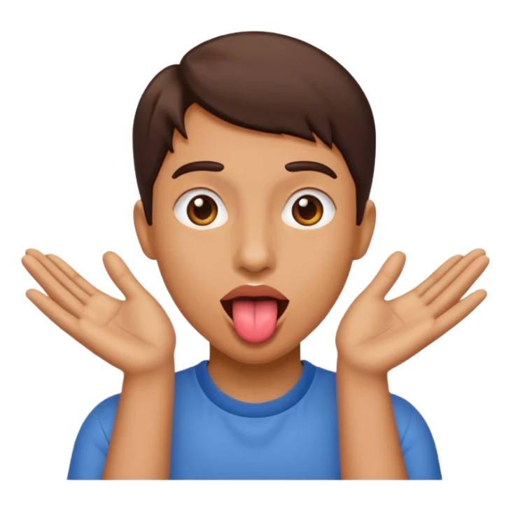 Tongue out and two hands on the side  sticker