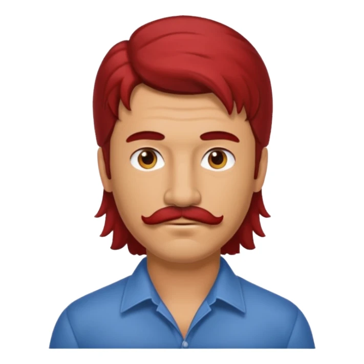 Mullet man with mustache brunet red neck  sticker