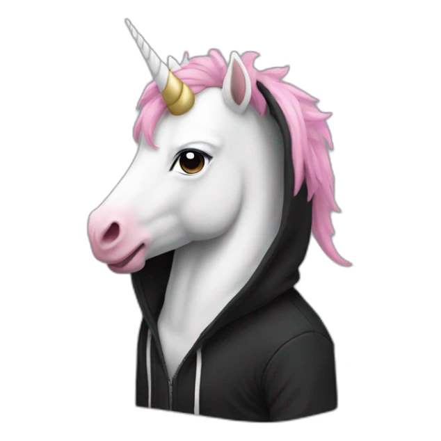 licorn in a black hoodie sticker