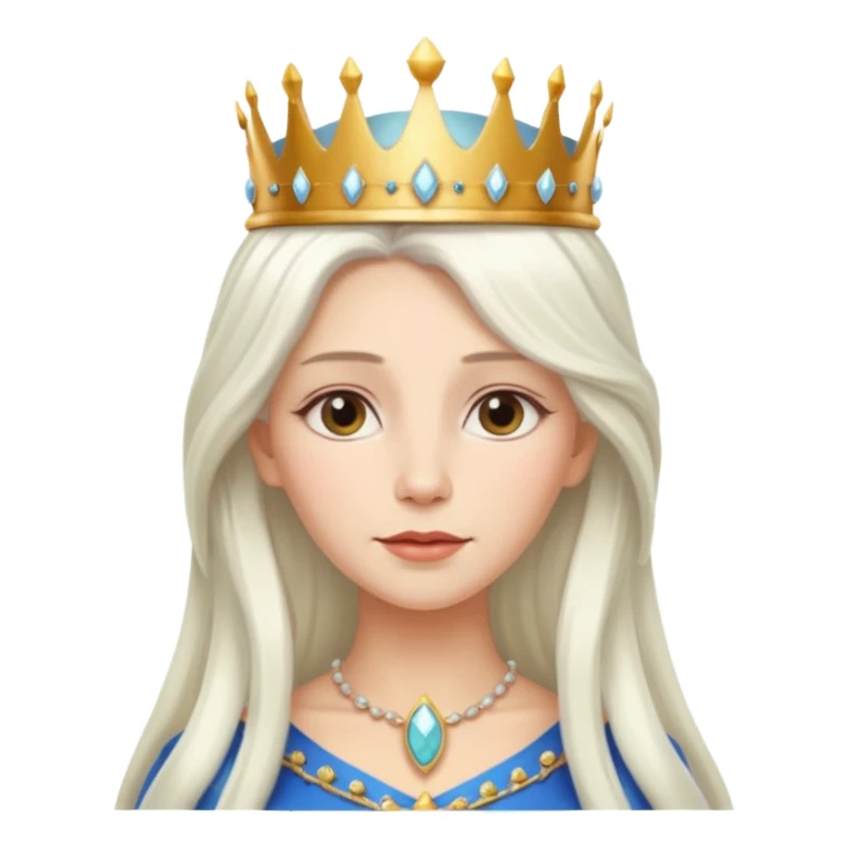 White Long Haired Women, Queen with crown — soft expression, moonlight tone sticker