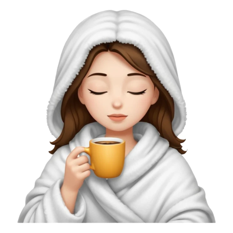 girl inside a blanket sipping coffee eyes closed sticker
