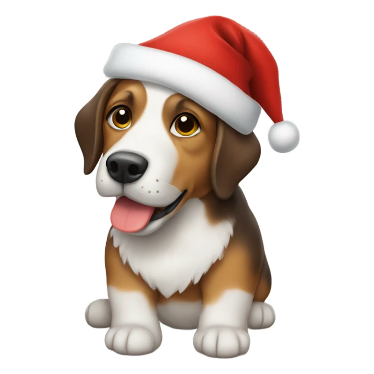 Dog wearing a Santa hat sticker