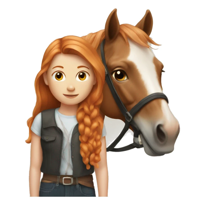 Ginger girl with a horse  sticker