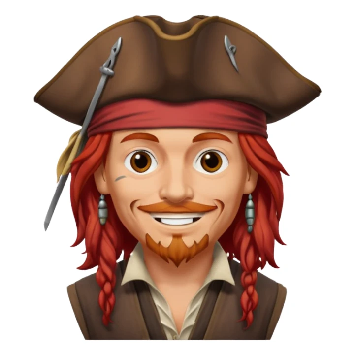 Jack Sparrow with red hair, smiling sticker