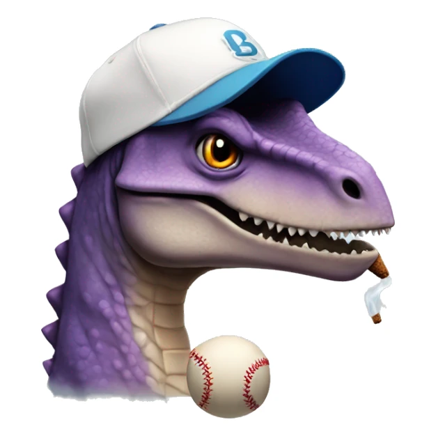 dinosaur with baseball hat and smoking  sticker