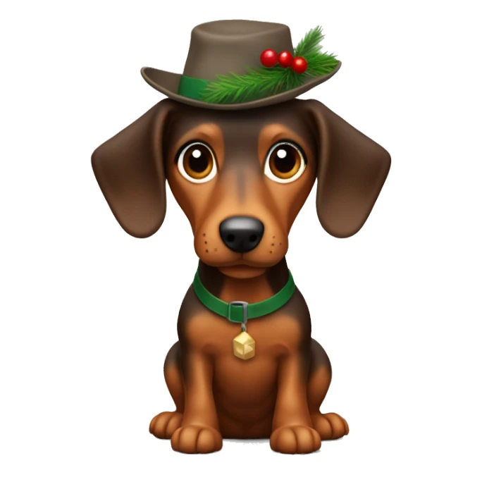 petit teckel avec un chapeau de noël  sticker