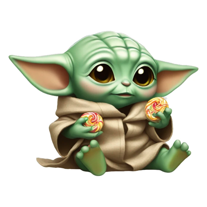 baby yoda eating candy sticker