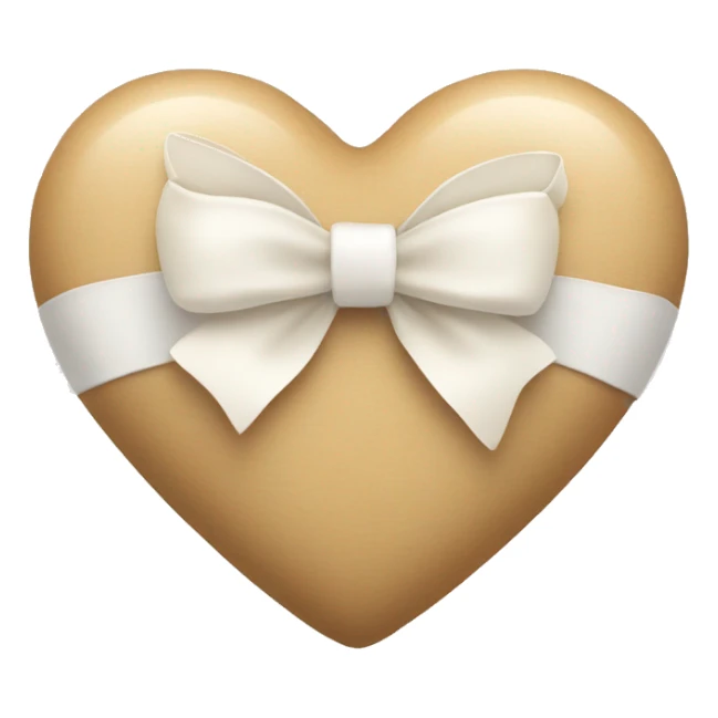 beige heart with white bow sticker