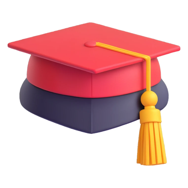 3d graduation cap, stylized as an app icon, vibrant, no text sticker