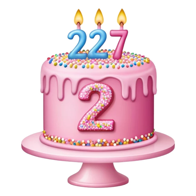 Pink birthday cake with a 27 on it  sticker