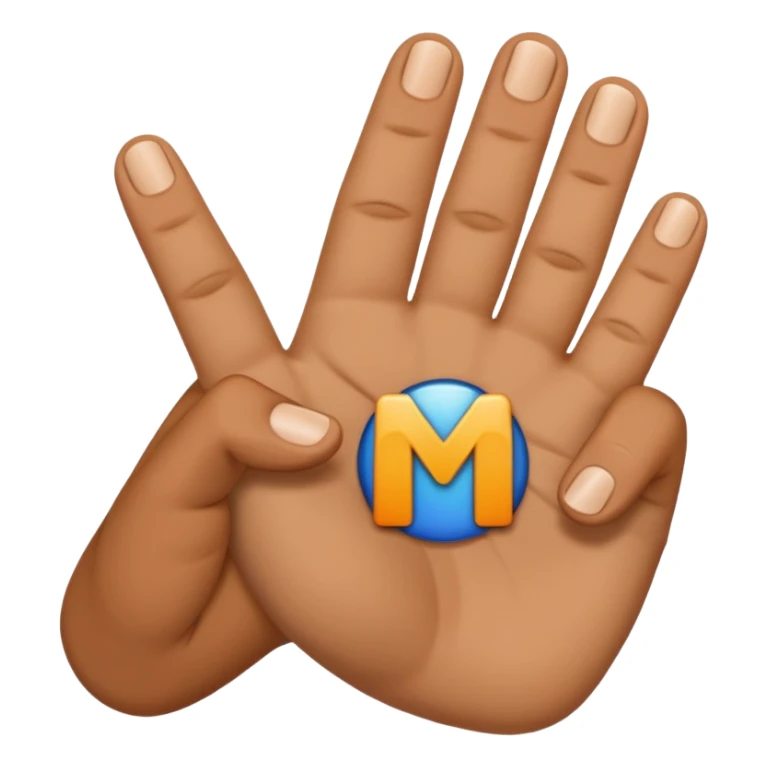 Create downward hand gesture with fingers in letter M sticker