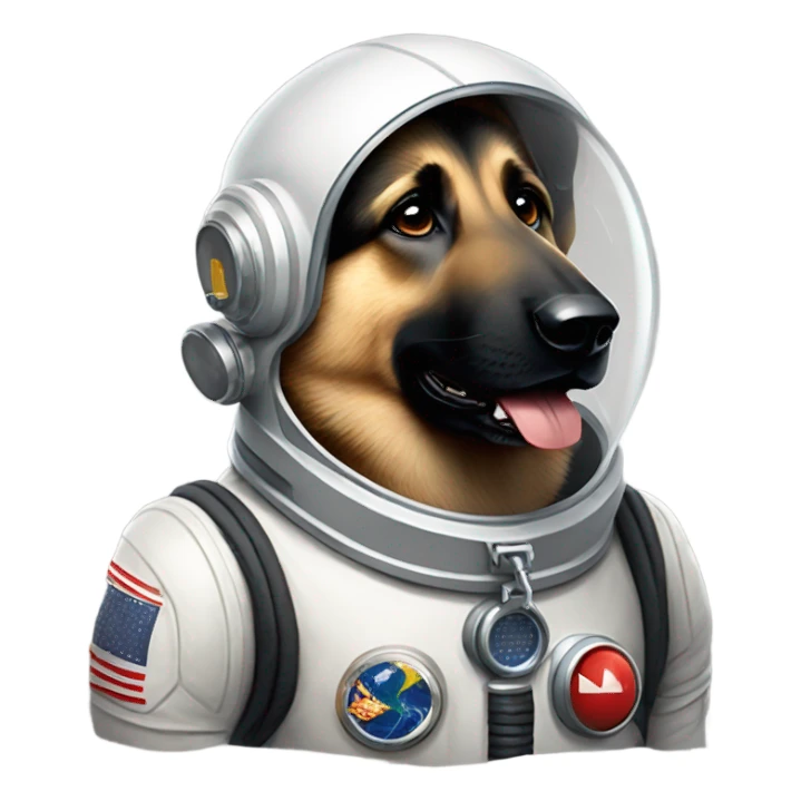 german shepherd with astronaut suit sticker