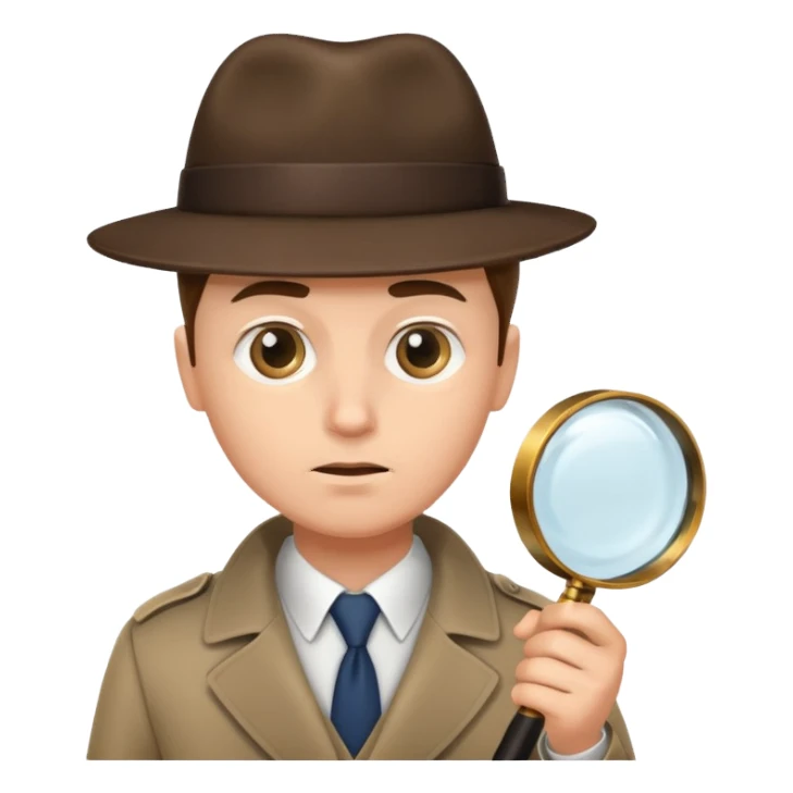 a detective looking at something with magnifying glass sticker