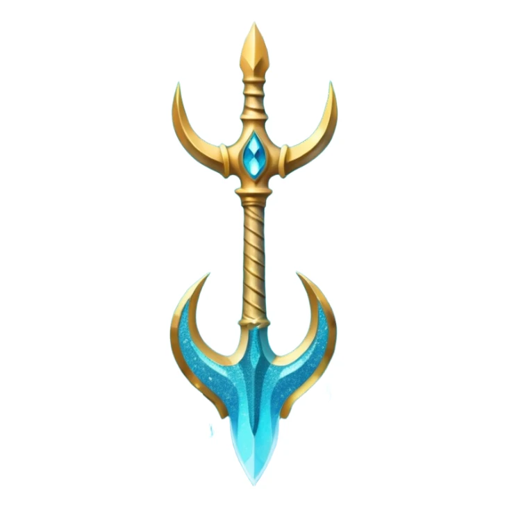 Cyan Poseidon's trident with glitter and water effects around it. sticker
