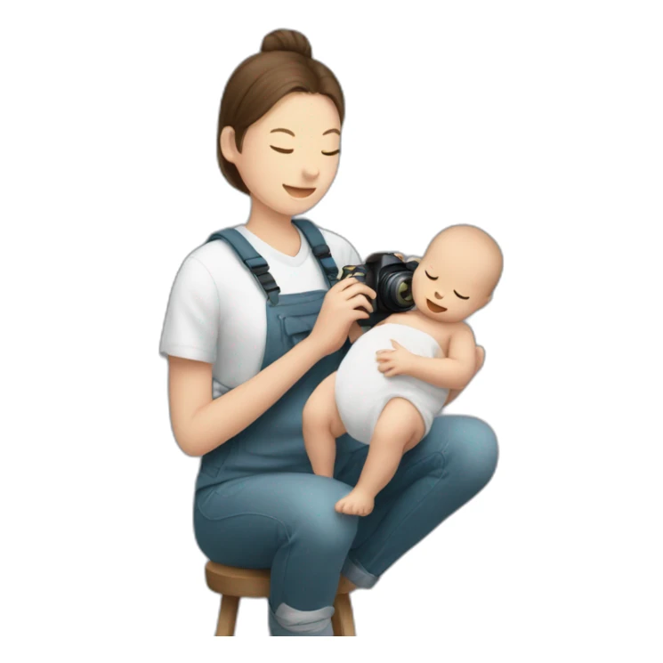 photographer photographing a newborn sticker