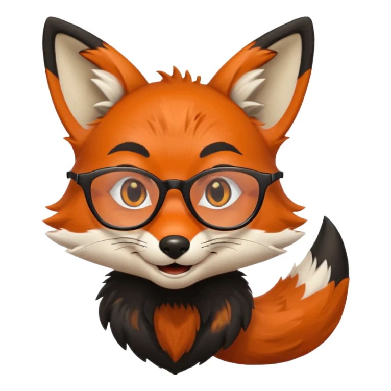grinning fox caricature hacker side profile, black fur sticker