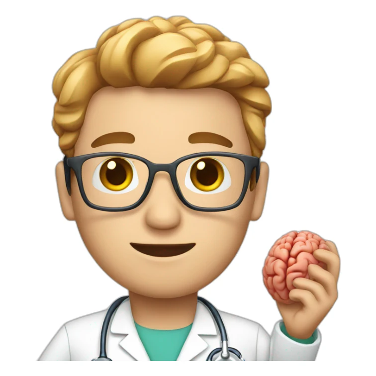 Doctor with brain in his hand sticker