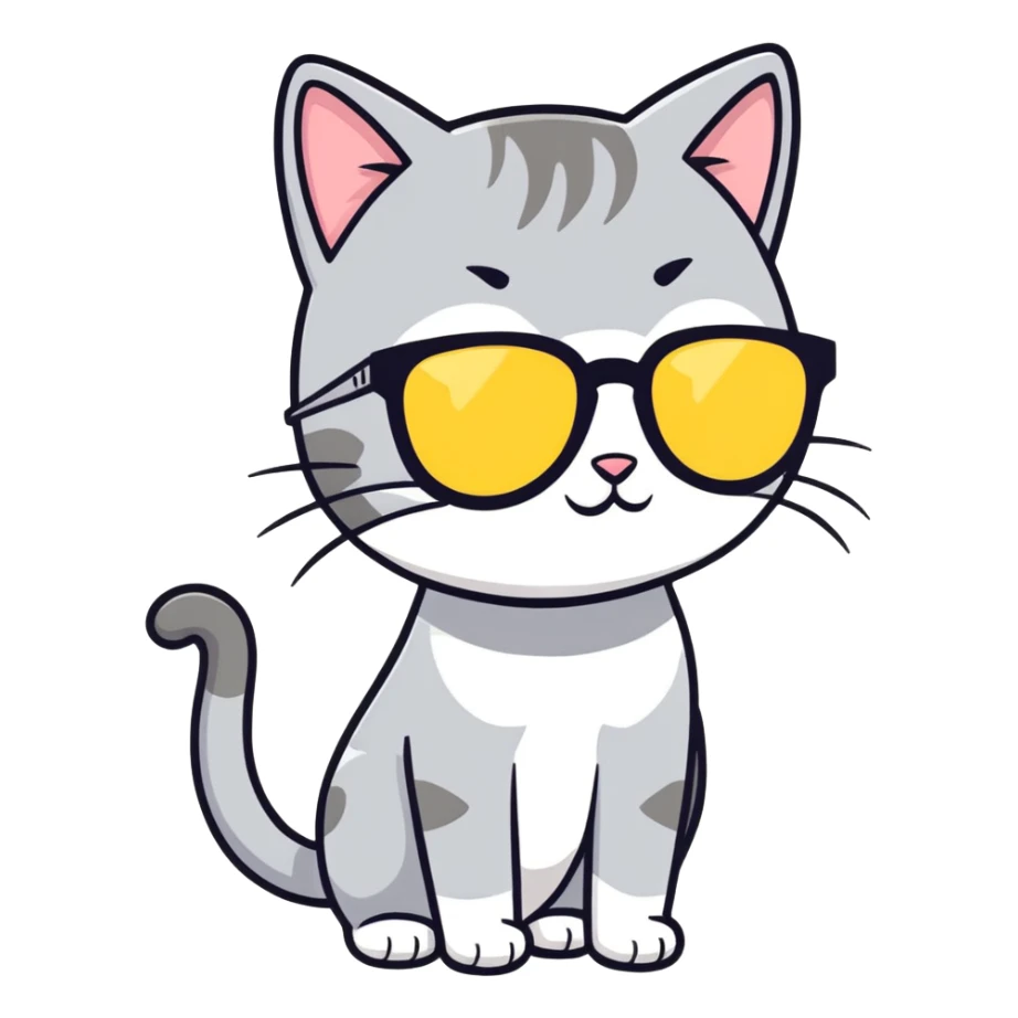 Grey Cat Girl with sunglasses sticker