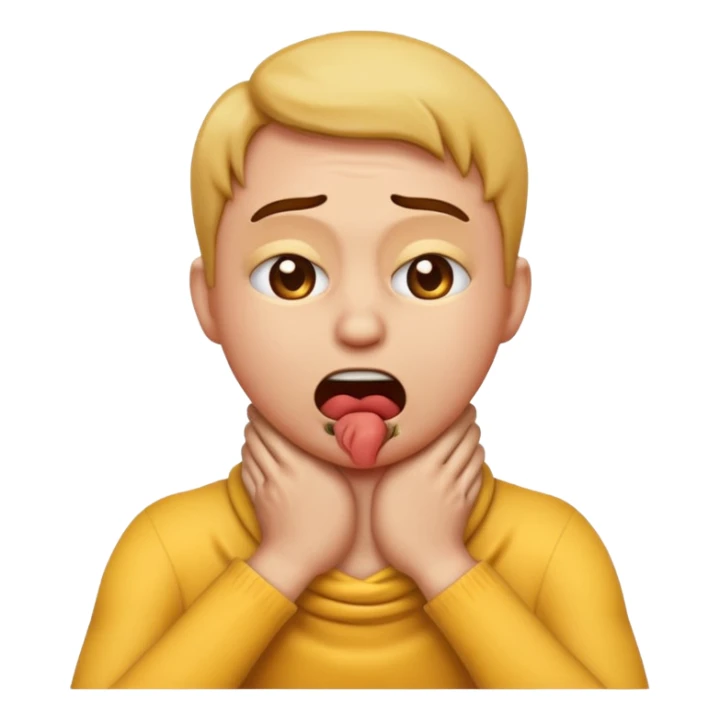 Create an emoji choking with hands on neck sticker