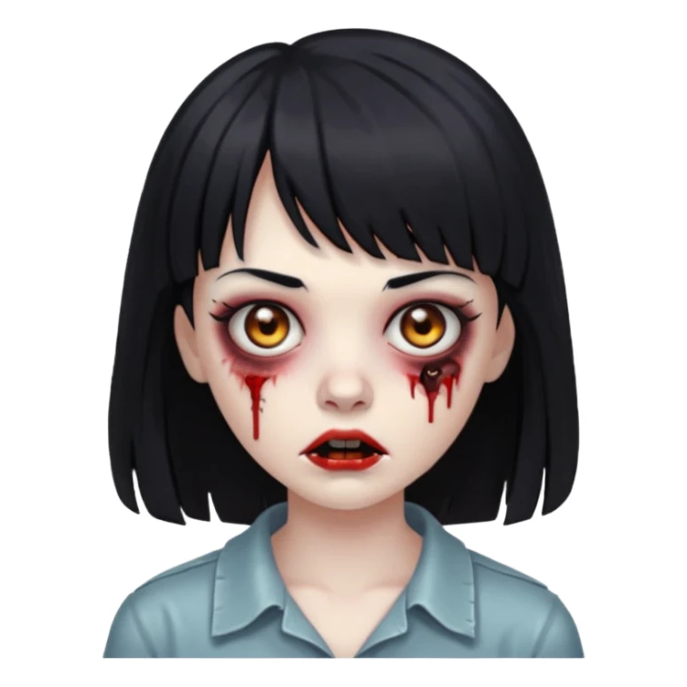 zombie feminina com cabelo preto e franja sticker