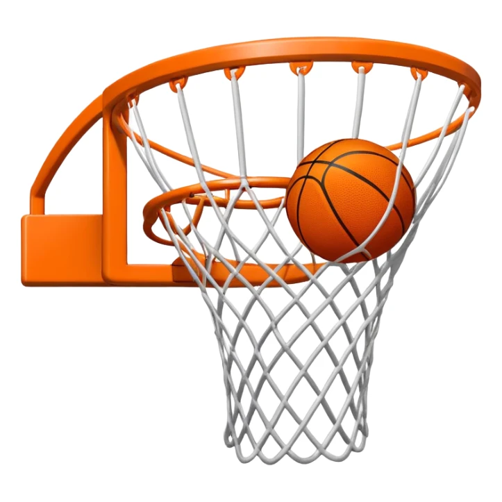 Basketball going through hoop net, viewed from above sticker