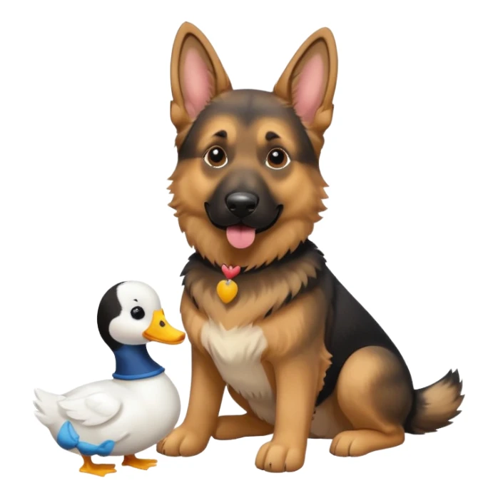 German Shepard with white duck/goose toy sticker
